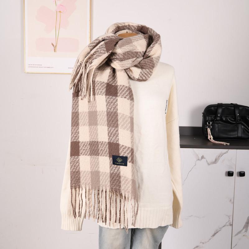 Hochwertiger Schal im koreanischen Stil mit Karomuster: Warmer, verdickter Kaschmir-ähnlicher Schal für Studenten und Paare