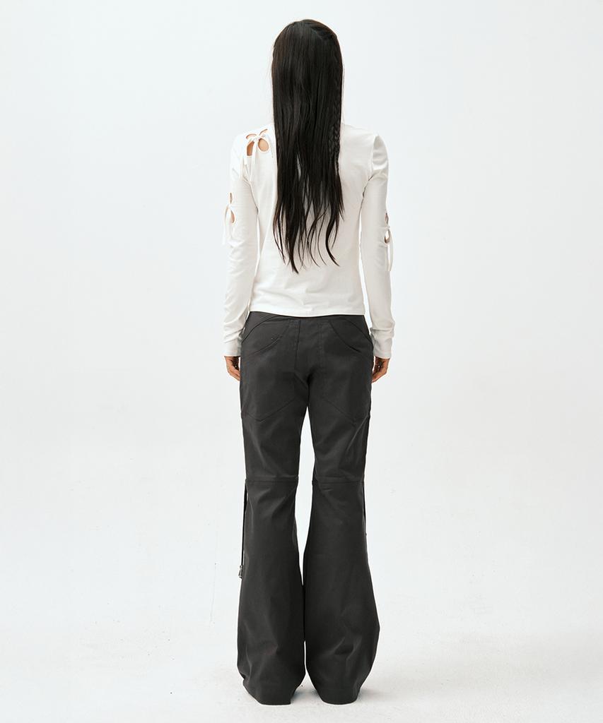 Soleubi Eyelet String Bootcut Pants / Charcoal