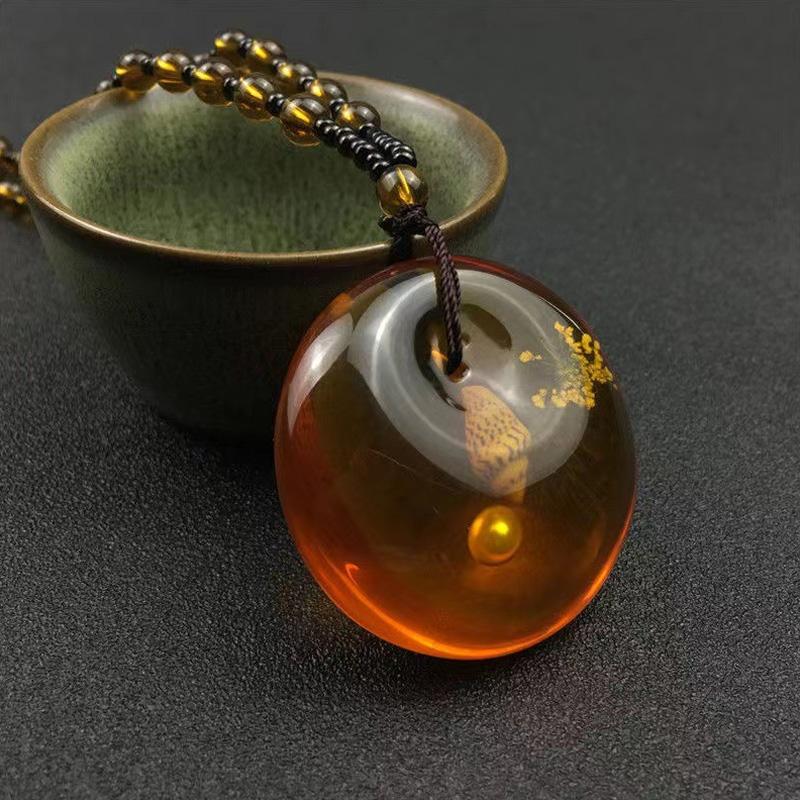 

1 шт. Янтарная подвеска Винтажная подвеска Орнамент Элегантная смола Модные аксессуары Ожерелье из бусин Дизайн ракушек с цветочным E коричневый