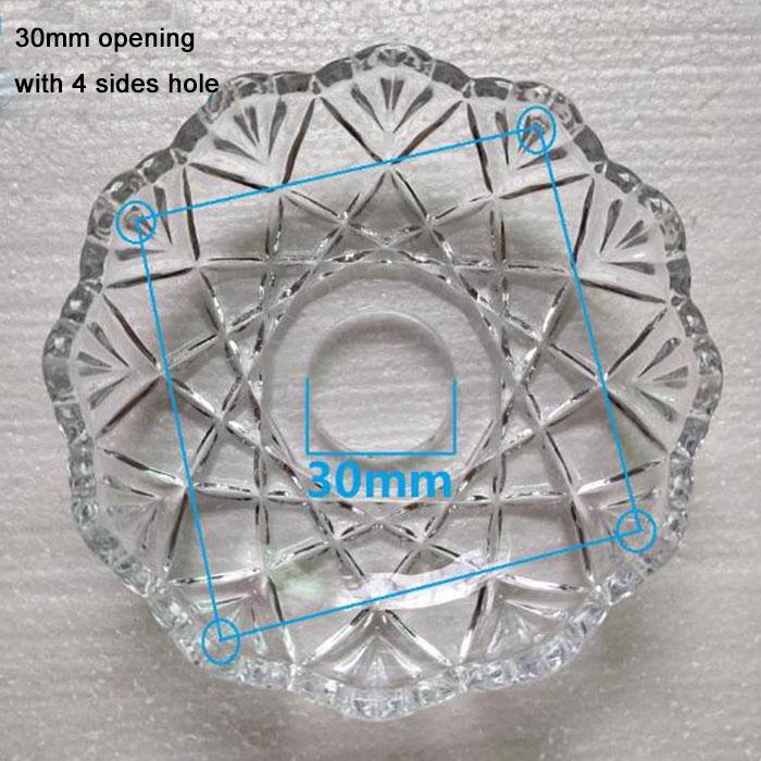 D12xH3cm Bernstein Grau Glas Tropfschalen Ersatz mit 4 Seitenlöchern,Klares Cognac Kristall Tropfschalen Schale mit 12mm 26mm 30mm Öffnung