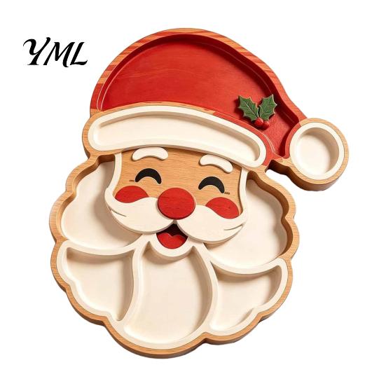 Durable Christmas Food Tray Tree Serving Platter, Wooden Snack for Holiday Parties, Multi-Compartment Display Festive Fruit Dish with Compartments