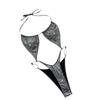 Europäischer & Amerikanischer Bestseller Damen Sexy Glänzend Einfarbig Neckholder Bikini Badeanzug