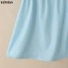 VONDA Summer Women Casual Square Collar Short Sleeve Polka Dots Blouse