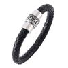 Leather Bracelet Of Men Charm Stainless Steel Clasp Hand Bracelet For Male Bangles Wrist Band