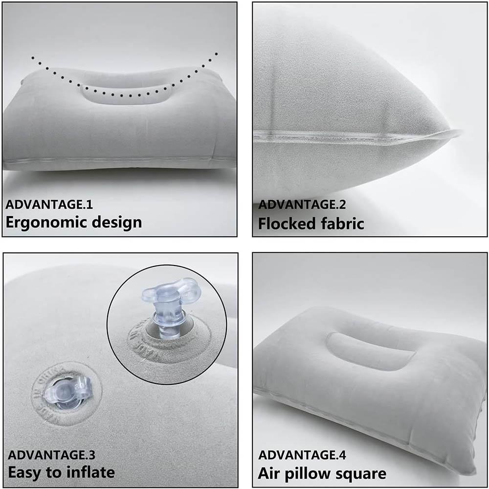 Inflatable Travel Pillow Portable Air Pillow for Camping Hiking Home Office Napping Sleeping Neck Waist Lumbar Support