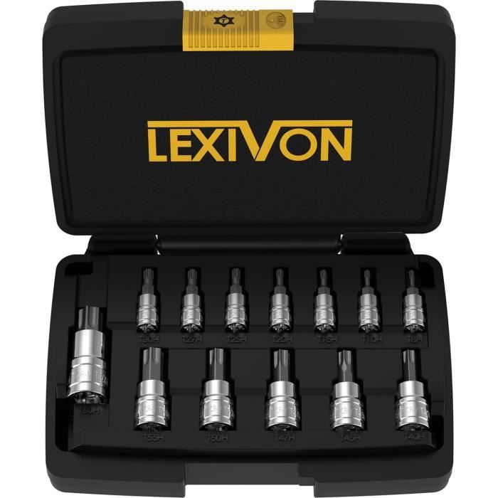 LEXIVON Set De 13 Douilles Tamper Proof Torx Jeu De Sécurité Douilles À Embouts Étoilé
