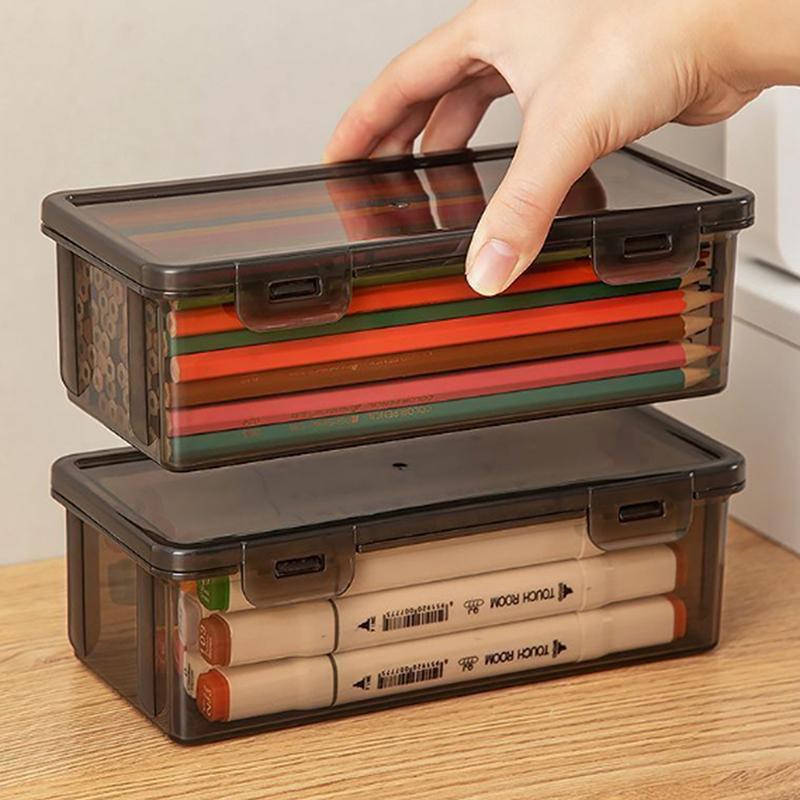 Transparent Pencil Case Box Large-capacity Stackable Storage Box Office School Pencil Case Supplies Pencil Storage