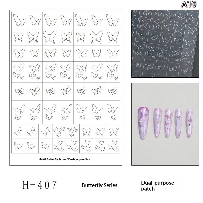 New Year Horse Fireworks Pattern Hollow Out Nail Art Stickers Colorful Nail Charm Template Stamp Manicure Decals Decoration