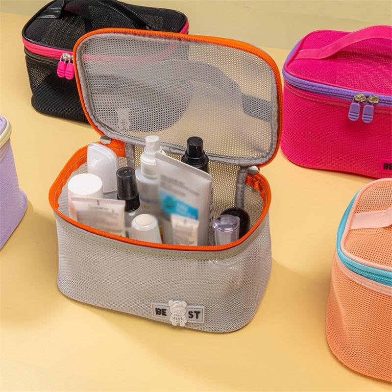 Portable Toiletry Bag Mesh Large Capacity Breathable Cosmetic Storage Bag