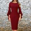 European and American Spring and Autumn New Dress Dress Sexy Slim Lotus Leaf Sleeve Hip Dress
