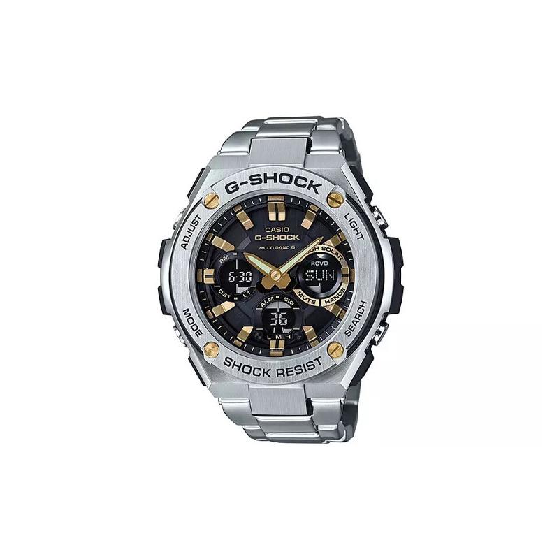 

Casio Solar Powered Radio Classic Pointer Three Eyes Solar Quartz Movement Japanese and Korean Watch Men s Watch Black Dial GST-W110D-1A9 чорний