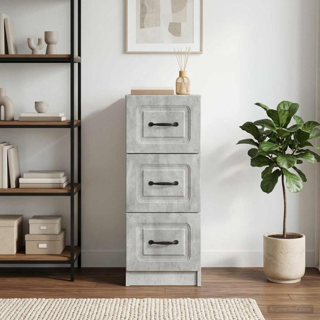 Drawer Cabinet Concrete Grey 33 x 34.5 x 87 cm Particleboard