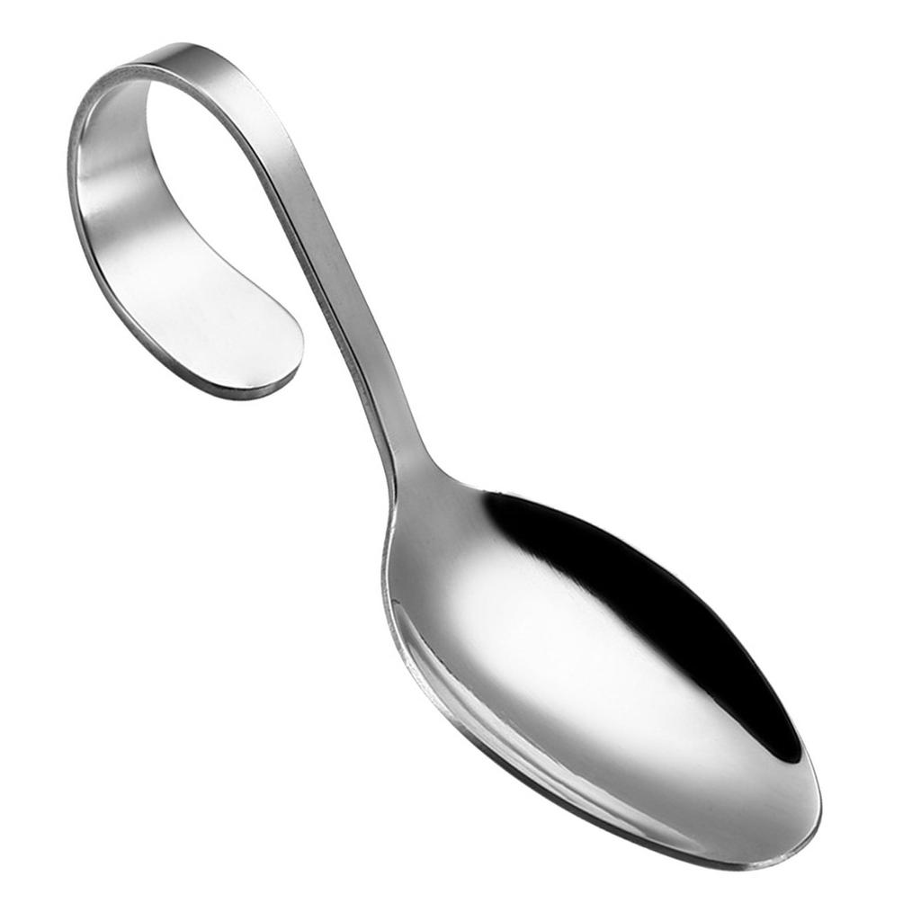 Mirror Polished Stainless Steel Spoon with Curved Handle High End Appetizer Serving Tool for Cocktail Party Banquet Display