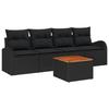 VidaXL Ensemble de canapé de jardin 5 pièces avec coussins Noir Poly Rotin Acacia 3356182