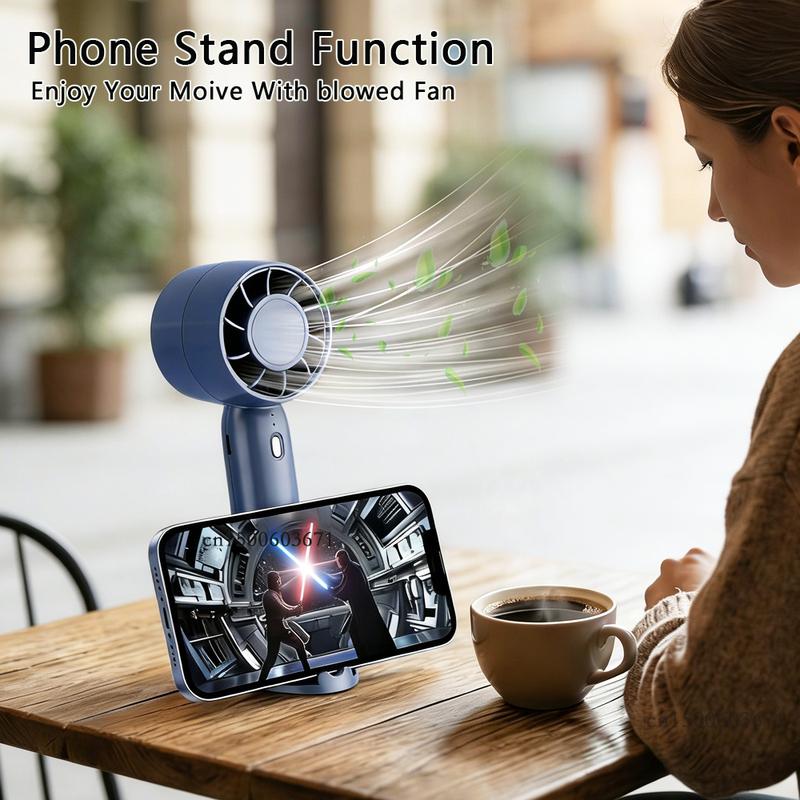 Portable Mini Handheld Fan USB Hand Fan Rechargeable Portable Outdoor Small Pocket Fan 3 Speed Mini Desk Fan with Phone Stand