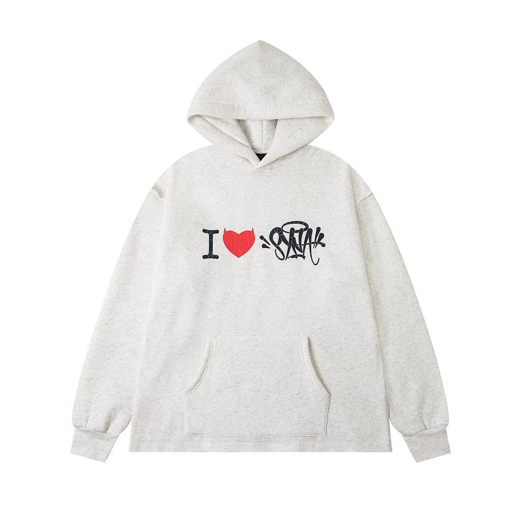 Synaworld Unisex Trendy Hip Hop Letter Print Fleece Hoodie - Casual Loose Fit for Men and Women