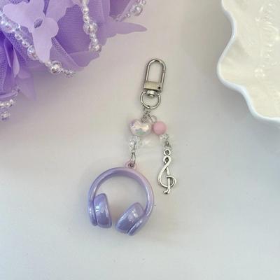 Kreative kleine Headset-Schlüsselanhänger Silberfarben Headset-Schlüsselanhänger Niedlicher Handy-Anhänger für Frauen