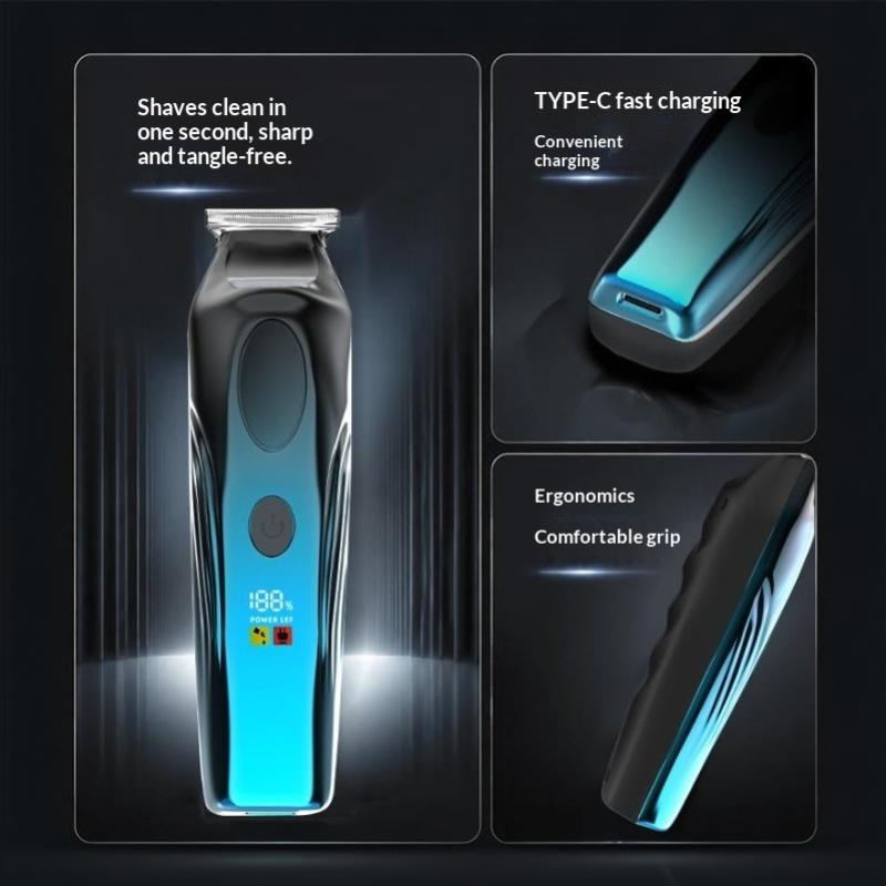 Hair Cutting Set With Digital Display Men'S Electric Push Hair Salon Household Carving Oil Head Use