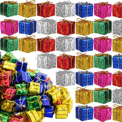 6/144pcs Mini Xmas Foam Gift Boxes Christmas Xmas Tree Small Present Ornaments Gifts Hanging Pendants Party Decorations Supplies