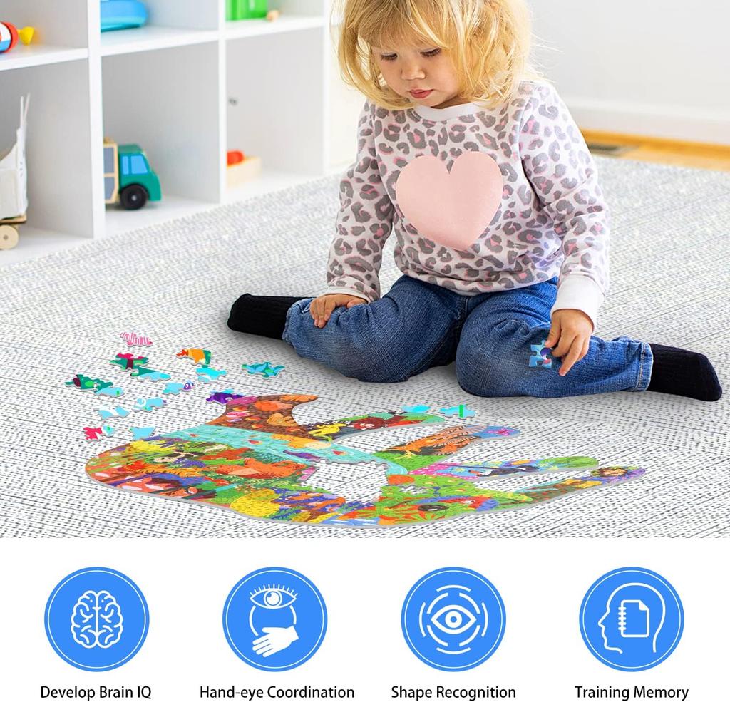 Puzzle Fil Çocuklar, Yapboz 200 Parça Hayvan Bulmacası Oyuncak 3 4 5 6 7 8 9 Yaşındaki Yürümeye Başlayan Çocuklar Erkekler Kızlar için Çocuk Bulmacası Hediyesi