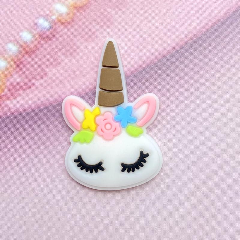 12pcs Cute Mini Unicorn head PVC flexible glue Flat back DIY Scrapbook Embellishment Phone Craft Decoration E98