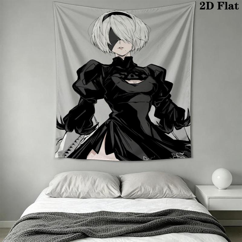NieR Automata Wall Tapestry Aesthetic Wall Hanging Printed Fabric Blanket Decorative Tapestries for Bedroom Living Room Home Decor