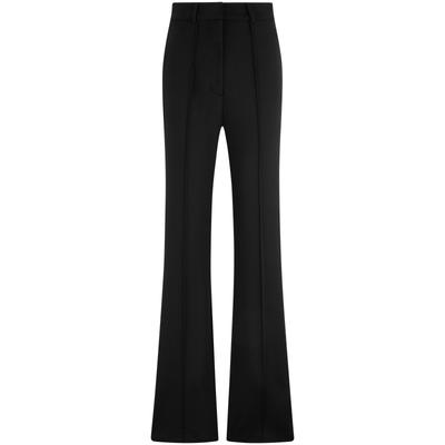 Embroidered High-Waisted Straight Leg Flared Vintage Knit Casual Pants Women Bottoms Space-Black J224581