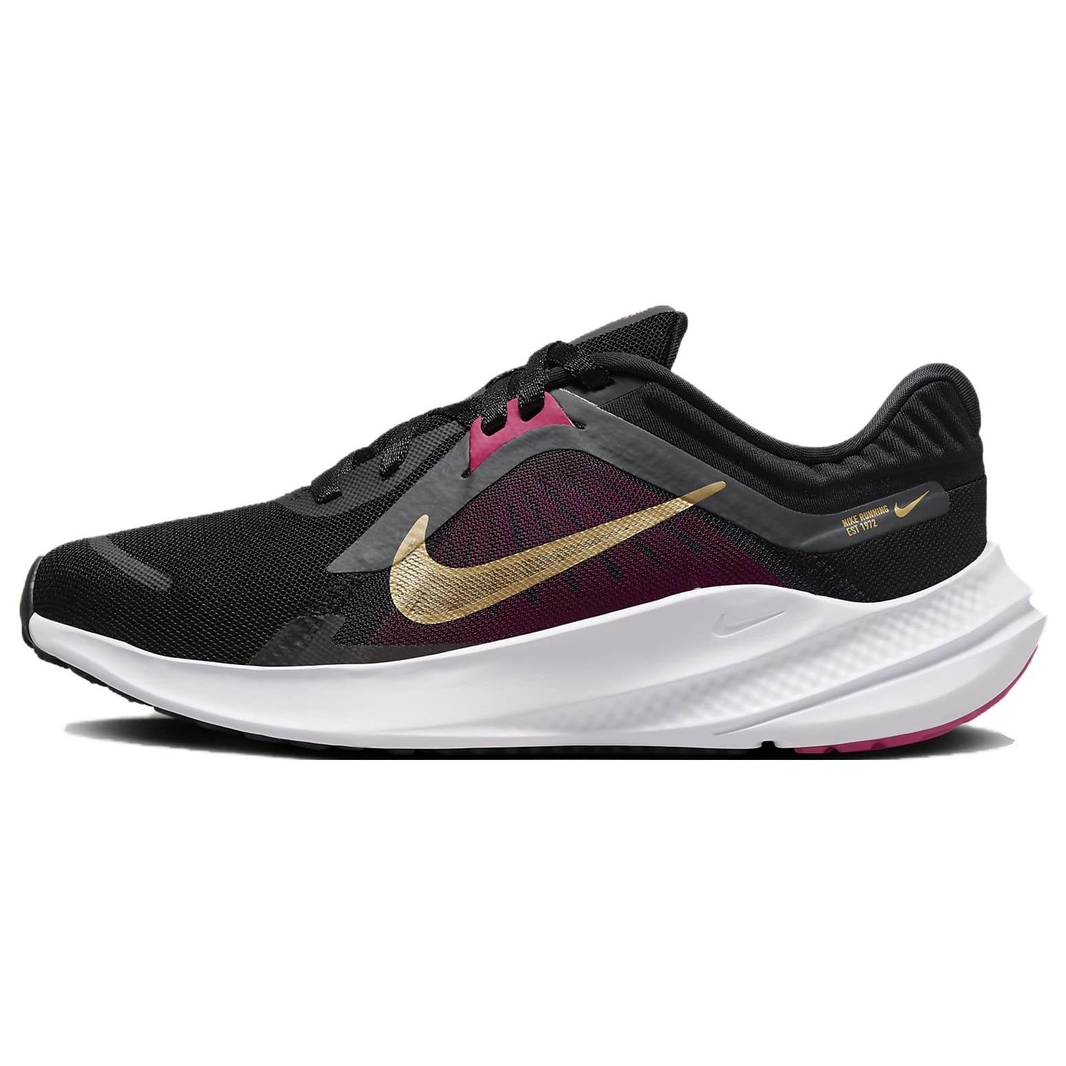 (WMNS) Nike Quest 5 Black Dark Smoke Grey Fireberry Metallic Gold Women s DD9291-009 EU 38