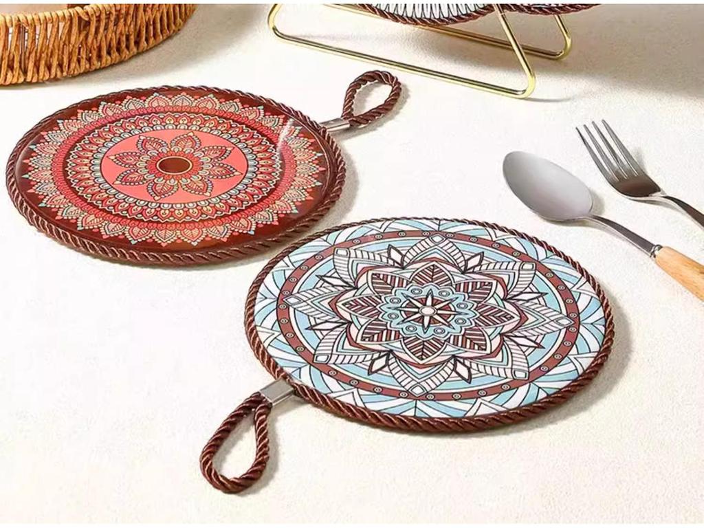 High Temperature Resistant Retro Enamel Pot Mat: Non-Slip, Anti-Scald Ceramic Pad for Dining Table