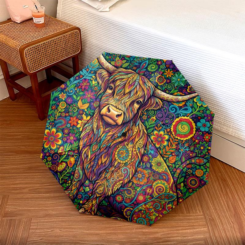 Mandala painting Pattern Pattern New Style Umbrella, 1 Piece Automatic Folding Umbrella, Portable Travel Umbrella, Outdoor Umbrella, Birthday Gift