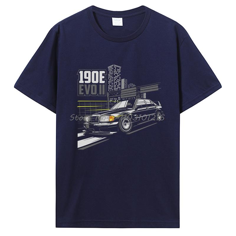 

Автомобильный мерч 190E Креативная футболка EVO с круглым вырезом Футболка из чистого хлопка Повседневная хлопковая футболка для фитнеса Мужская одежда Топы больших размеров M тёмно-синий