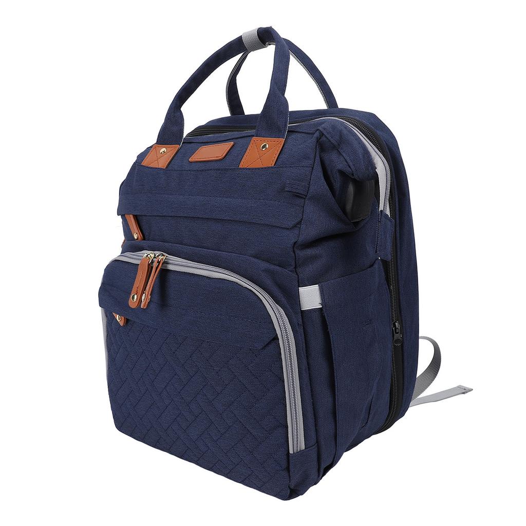 Diaper Bag Foldable Multifunctional Baby Diaper Backpack with USB Charging Port for Travel Pink