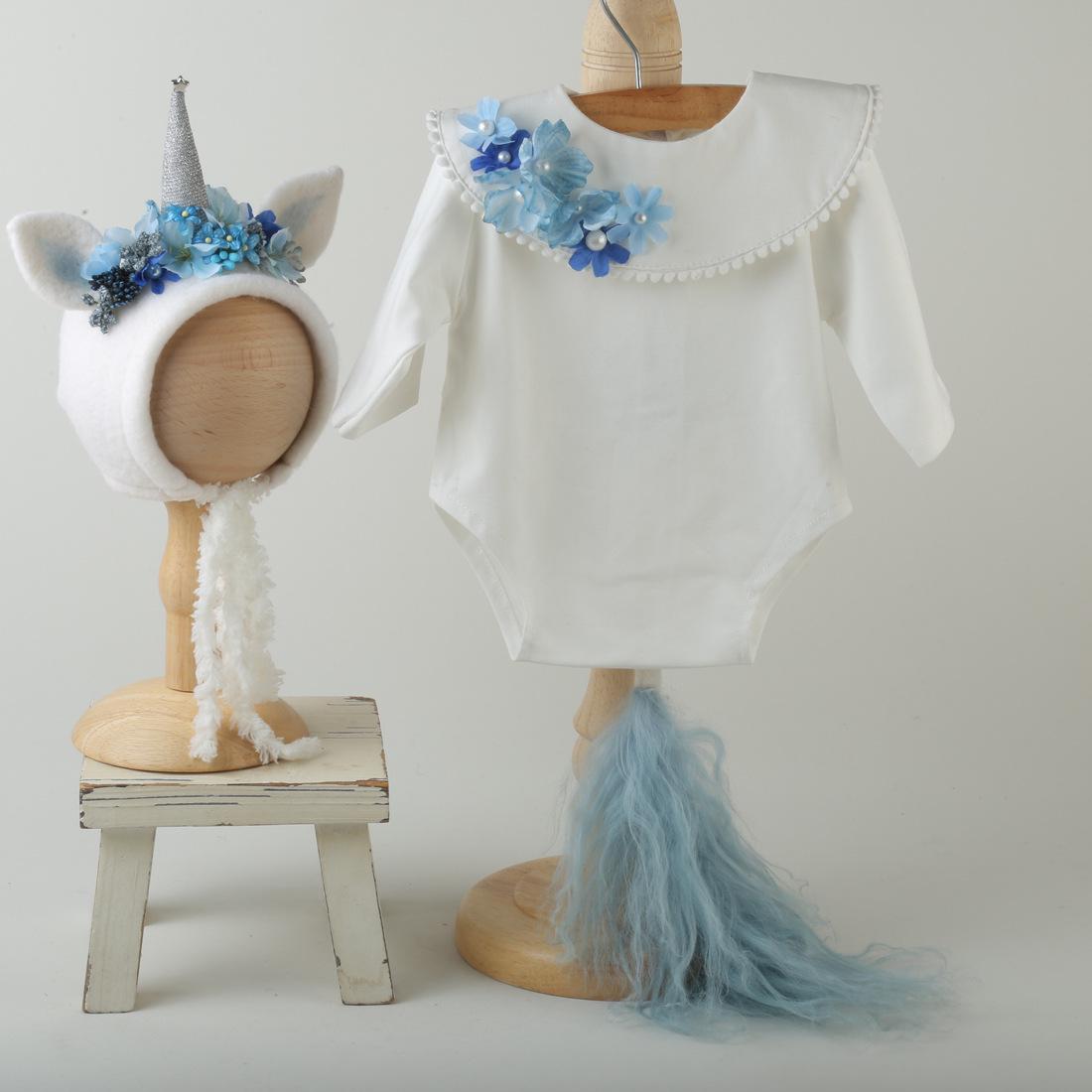 Borgward Newborn Photography Prop: Hat & Romper Set for Baby Boys & Girls белый