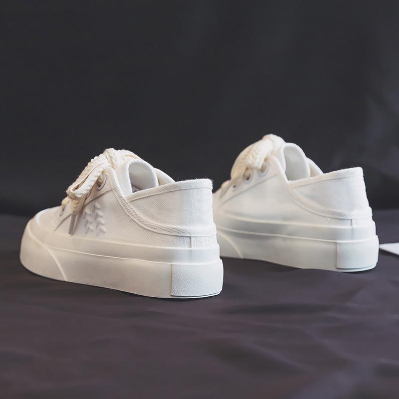 Wheat ear canvas shoes women's new versatile platform two wear one pedal women's shoes white shoes casual board shoes women