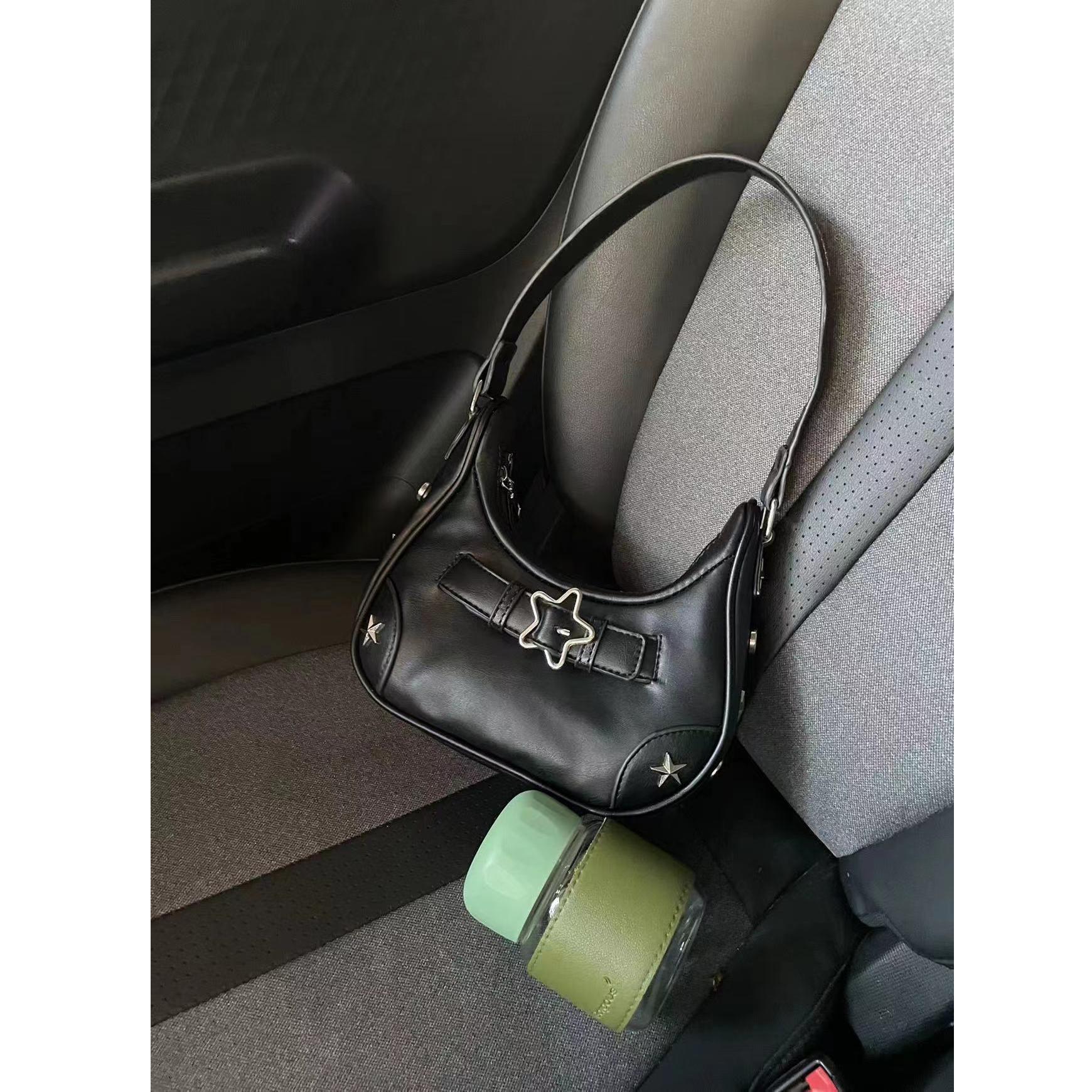 

Вінтажна корейська повсякденна мила біла зіркова сумка на плечі під пахвами Жіночі сумки-слінги Шкіряні гаманці на блискавці Сумочки жіночі чорний