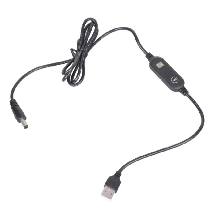 

USB 5V3A To DC5.5x2.5mm Power Cable 5V 9V 12V Adjustable Converter Adapter Cord With Screen For LED Light Fan 1