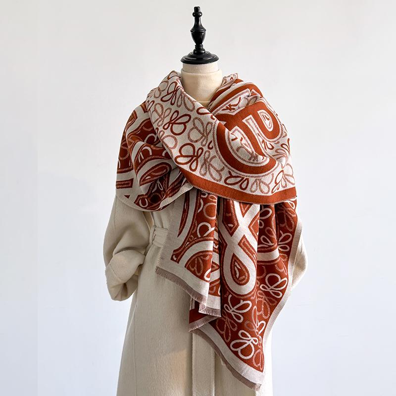 Elegant Star Print Scarf Imitation Cashmere Soft Warm Versatile Shawl Coldproof Windproof Blanket Scarf For Autumn Winter