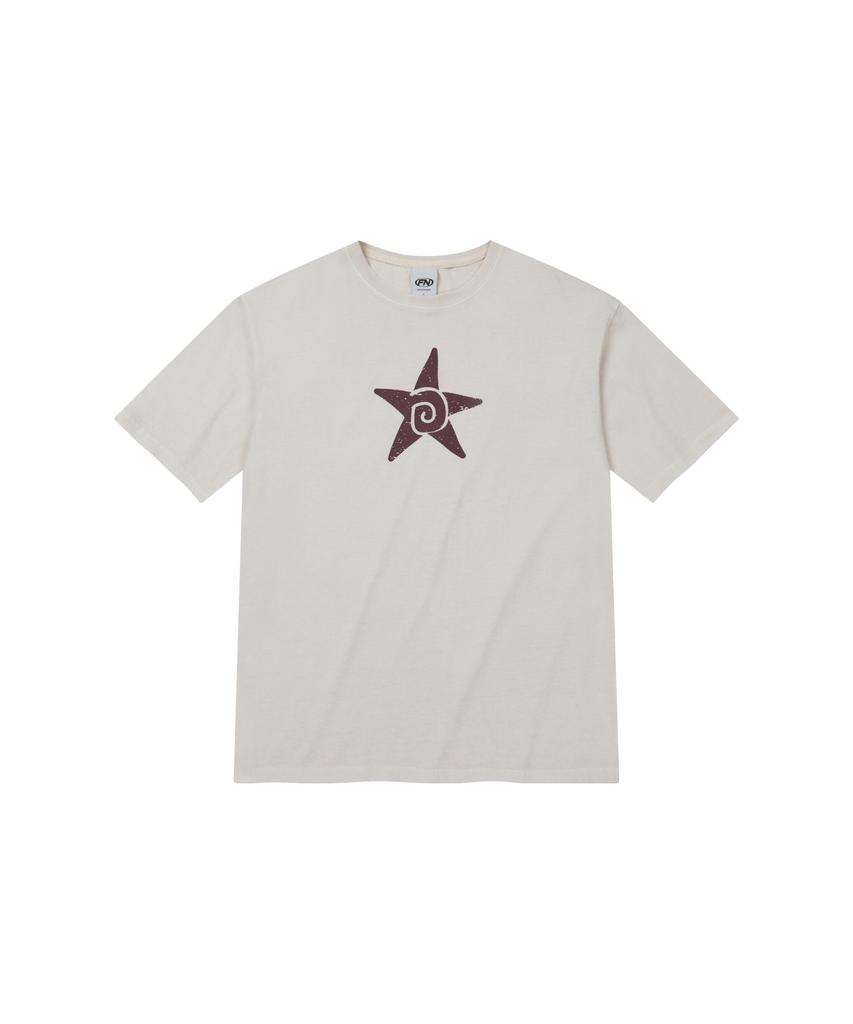 FERNOV Spiral Star Pigment Short Sleeve Tee Cream