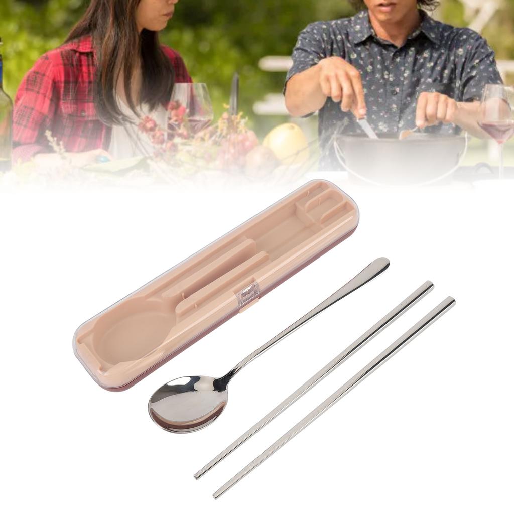 Zestaw Pałeczki Łyżka Stal Nierdzewna Przenośny Zestaw Sztućców Podróżny Zestaw Przyborów Kempingowych