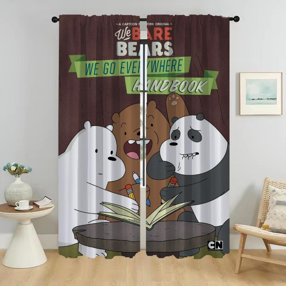 Blackout Curtains for Living Room We Bear Bears Home Interior Curtains 2 Pieces Window Curtain Halloween Decoration Partition