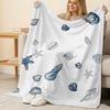Multifunctional Non-Shedding Flannel Blanket, Ocean Shell & Starfish Pattern, Soft Warm Throw for Sofa, Bed, Cozy Home Use, Christmas & Halloween