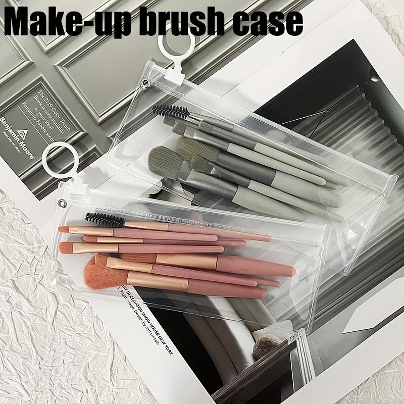 1pc Clear EVA Makeup Brush Pouch | Multi-functional Cosmetic Zipper Bag, Transparent Beauty Tool Organizer for Brushes, Eyelash & Eyebrow Pencils
