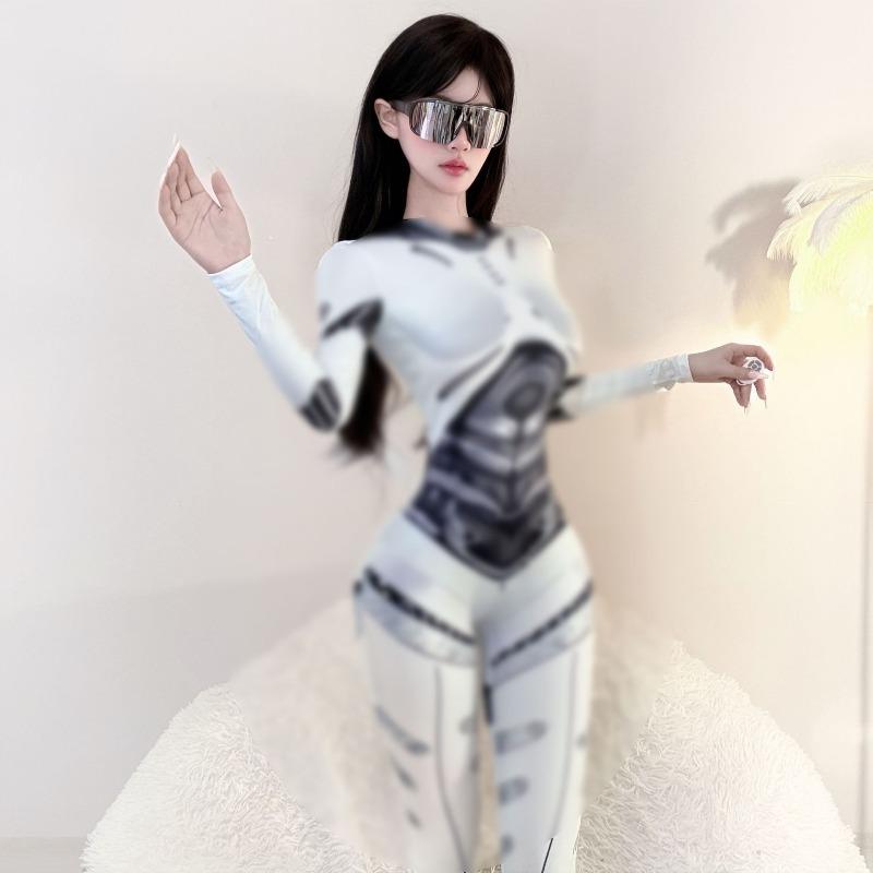 New Halloween armor parent-child robot cos actor costume tight jumpsuit