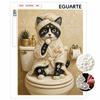 Framed Pearl Art DIY Kit with Cute Bathing Cat Pattern 3D Sparkling Bead Canvas Painting Handmade Gift for Funny Home Decoration