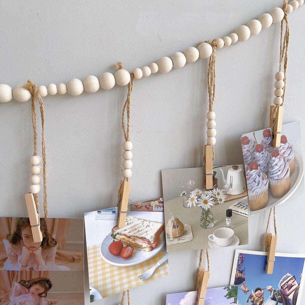Hanging Photo Display Room Wall Decor Picture Frames Collage with Clips Boho for Home Decor Valentines Day Birthday Party