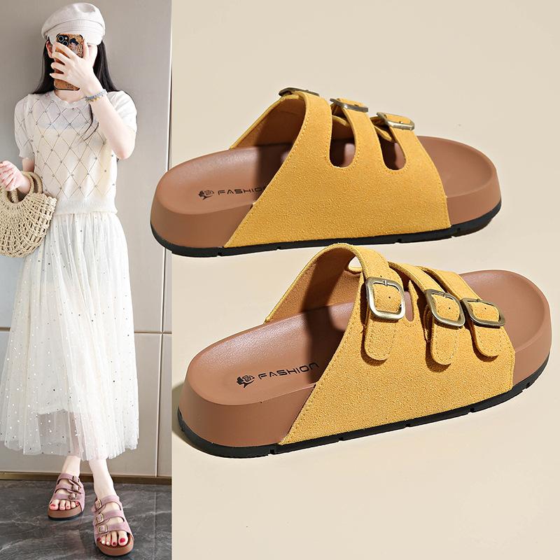 

Fashion 2025 Summer New Rome Style Leisure Fashion Slippers Classical Casual Comfortable Walking Sandals Outside Women Slippers 40