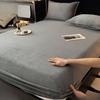 Vintervarm solid flanell elastisk bånd Lakenmadrassbeskyttertrekk Supermyk Koselig kingsize dobbeltseng laken uten putevar