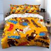 Cartoon Dogs Woof Run Jump Pattern Bedding Duvet Cover Set  (1*Duvet Cover 2*Pillowcases, without duvet insert)