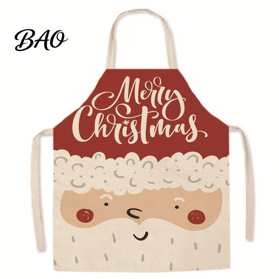Adult Adjustable Holiday Apron Christmas Apron, Santa Claus/Elk/Gingerbread Man/Snowman Print Cooking Bib, Waterproof Oil Proof Grill Non-woven