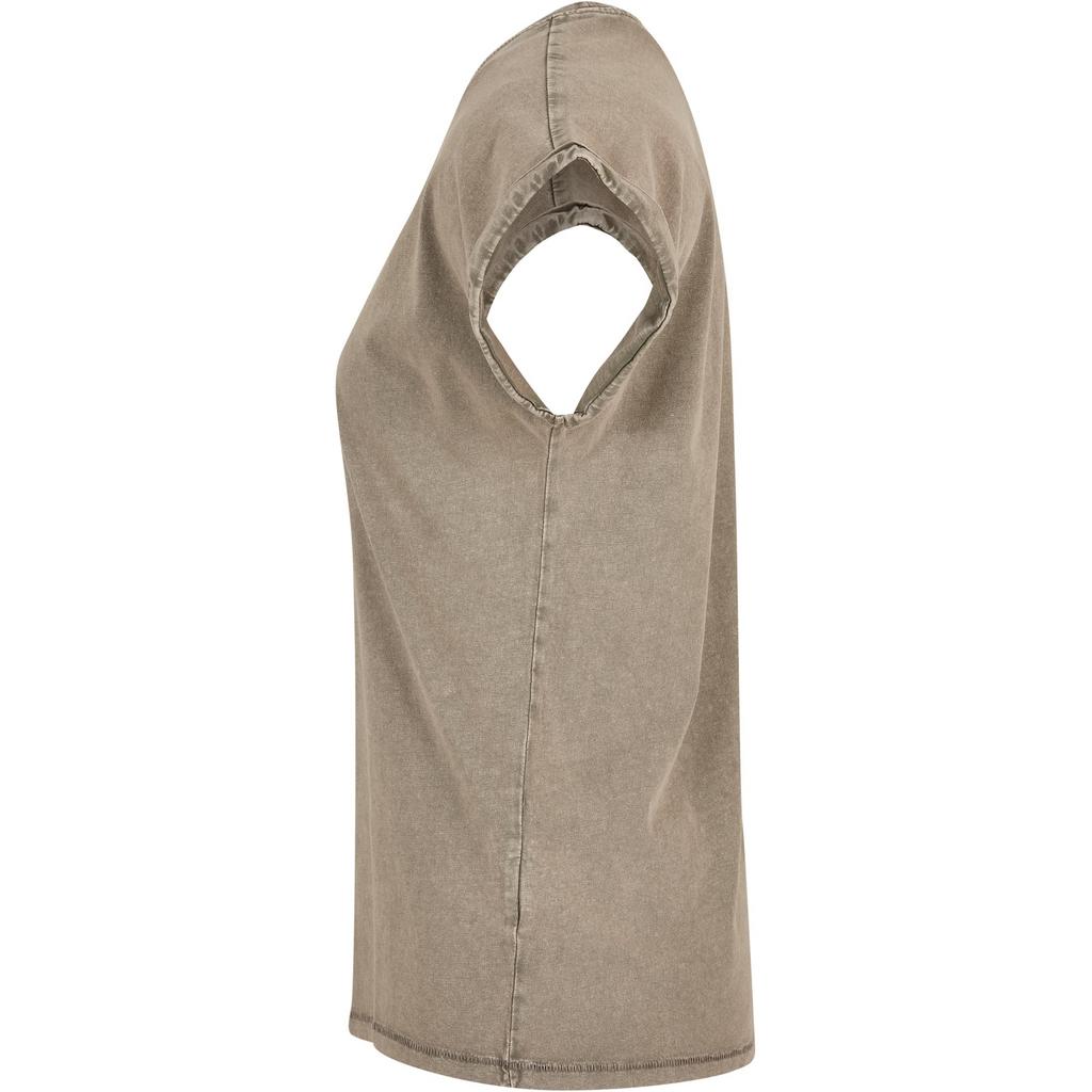 Build Your Brand Womens/Ladies Acid Wash Extended Shoulder T-Shirt